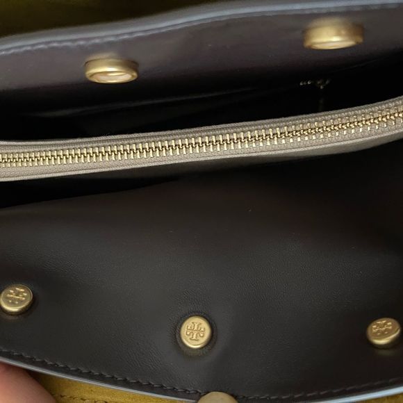 Tory Burch Women's Lee Radziwill Double Bag Handbag Embossed Pumpernickel - Picture 12 of 17